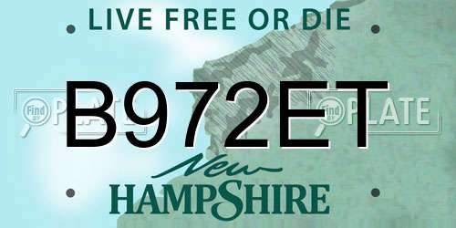 B972ET New Hampshire License Plate