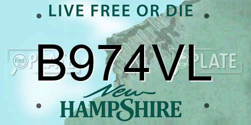 B974VL New Hampshire License Plate