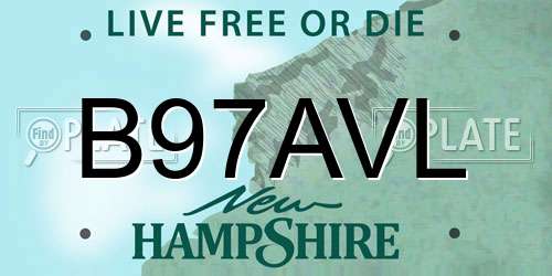 B97AVL New Hampshire License Plate