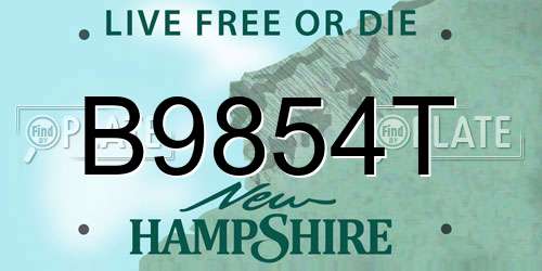 B9854T New Hampshire License Plate
