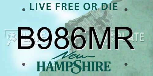 B986MR New Hampshire License Plate