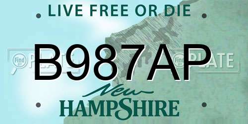 B987AP New Hampshire License Plate
