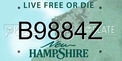 B9884Z New Hampshire License Plate