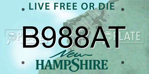 B988AT New Hampshire License Plate
