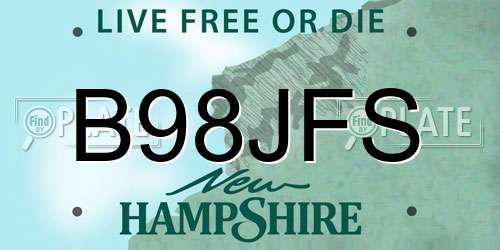 B98JFS New Hampshire License Plate
