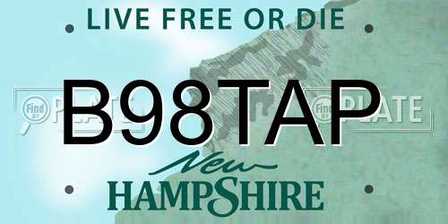 B98TAP New Hampshire License Plate