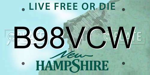 B98VCW New Hampshire License Plate