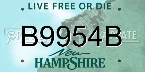 B9954B New Hampshire License Plate