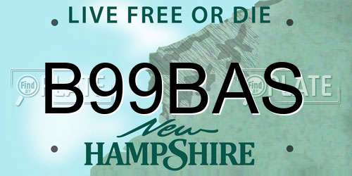 B99BAS New Hampshire License Plate