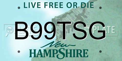B99TSG New Hampshire License Plate