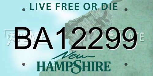 BA12299 New Hampshire License Plate