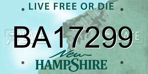 BA17299 New Hampshire License Plate