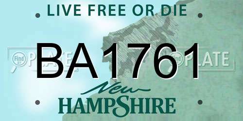 BA1761 New Hampshire License Plate