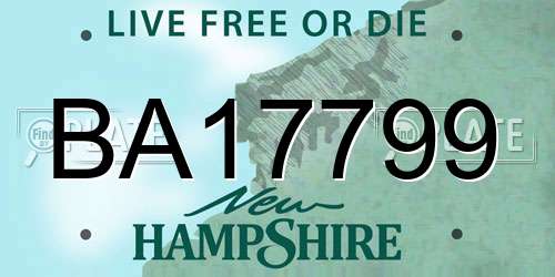 BA17799 New Hampshire License Plate