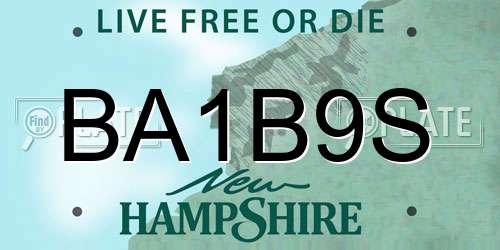 BA1B9S New Hampshire License Plate