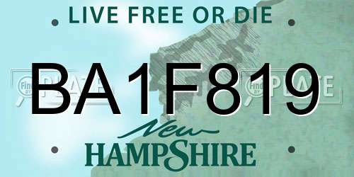 BA1F819 New Hampshire License Plate