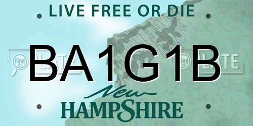 BA1G1B New Hampshire License Plate