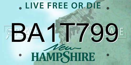 BA1T799 New Hampshire License Plate