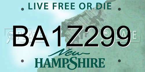 BA1Z299 New Hampshire License Plate