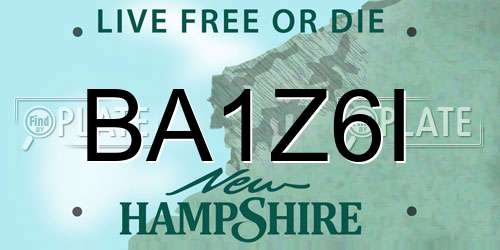 BA1Z6I New Hampshire License Plate
