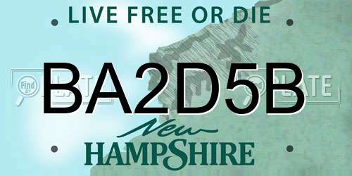 BA2D5B New Hampshire License Plate