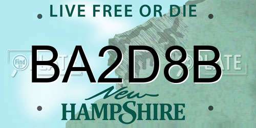 BA2D8B New Hampshire License Plate