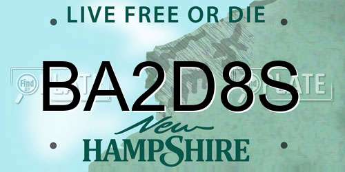 BA2D8S New Hampshire License Plate