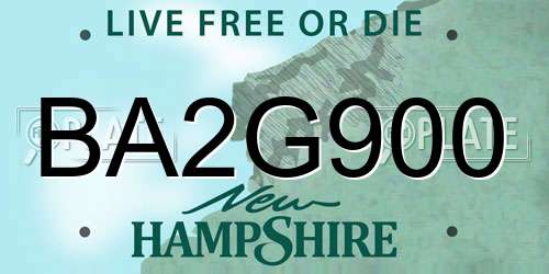 BA2G900 New Hampshire License Plate