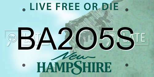 BA2O5S New Hampshire License Plate