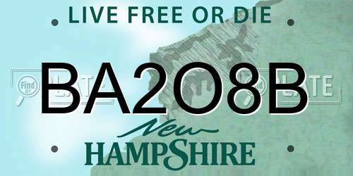BA2O8B New Hampshire License Plate