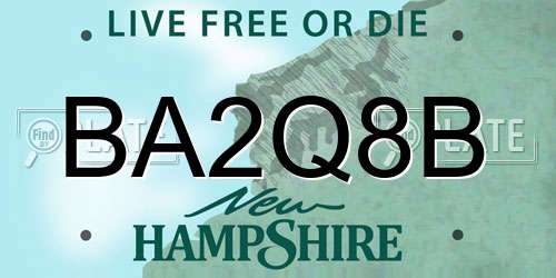 BA2Q8B New Hampshire License Plate