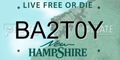 BA2T0Y New Hampshire License Plate