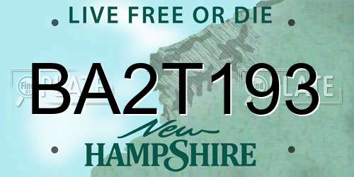 BA2T193 New Hampshire License Plate