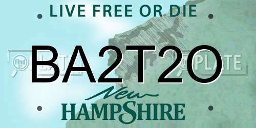 BA2T2O New Hampshire License Plate