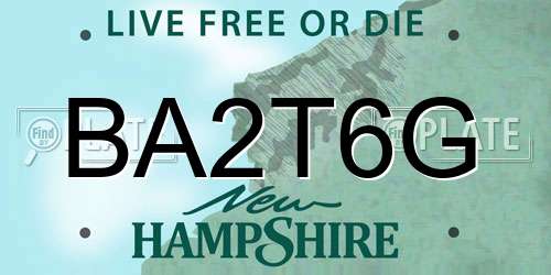 BA2T6G New Hampshire License Plate