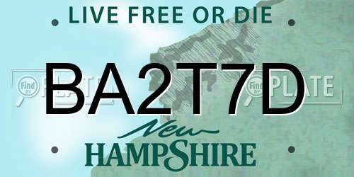 BA2T7D New Hampshire License Plate