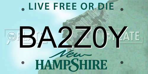 BA2Z0Y New Hampshire License Plate