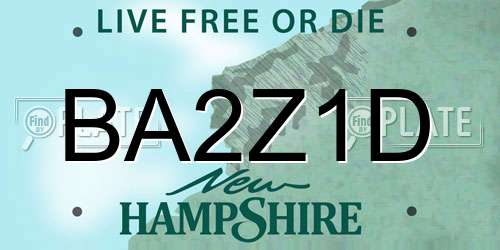 BA2Z1D New Hampshire License Plate
