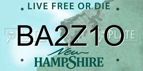 BA2Z1O New Hampshire License Plate