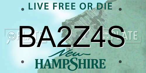 BA2Z4S New Hampshire License Plate
