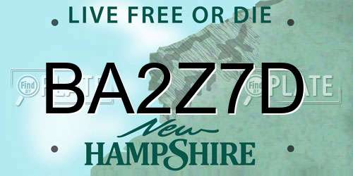 BA2Z7D New Hampshire License Plate