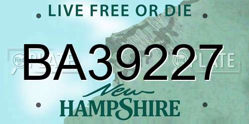 BA39227 New Hampshire License Plate