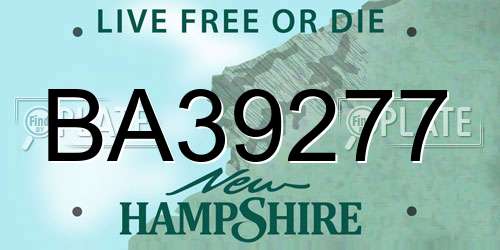 BA39277 New Hampshire License Plate