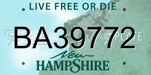 BA39772 New Hampshire License Plate
