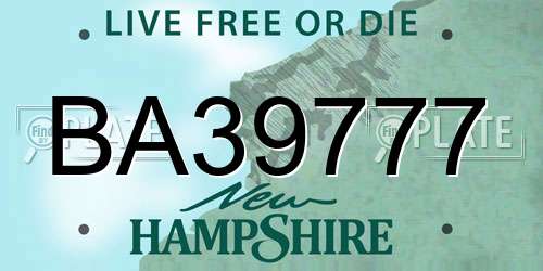 BA39777 New Hampshire License Plate