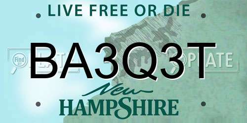 BA3Q3T New Hampshire License Plate