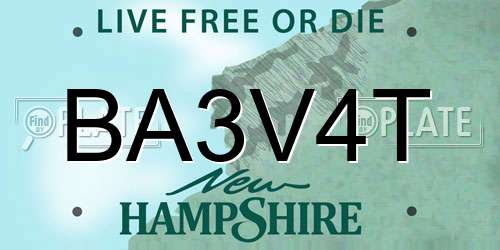 BA3V4T New Hampshire License Plate