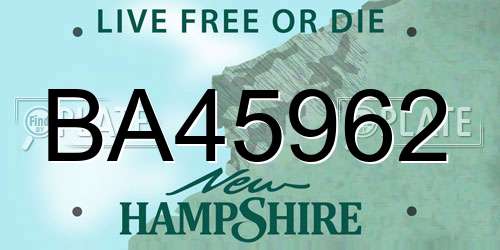 BA45962 New Hampshire License Plate