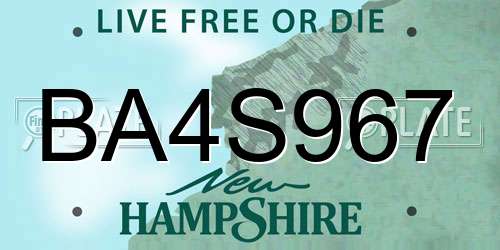 BA4S967 New Hampshire License Plate