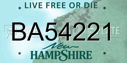 BA54221 New Hampshire License Plate